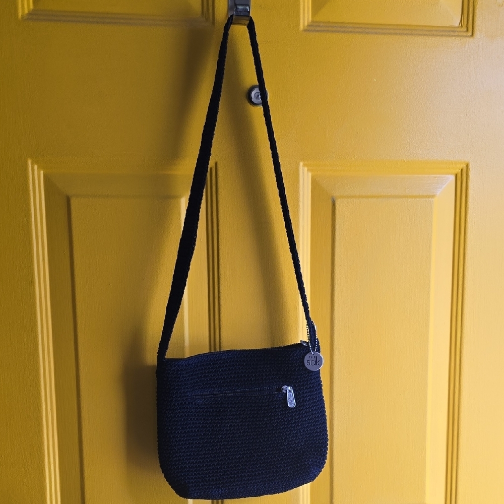 The Sak Blue and Silver Crossbody Bag with Minimalist Design